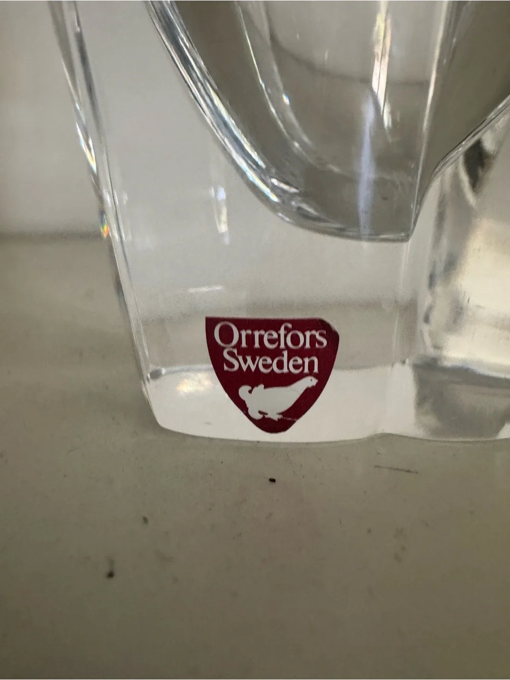 ORREFORS Sweden Clear  crystal lotus vase 5.75 signed